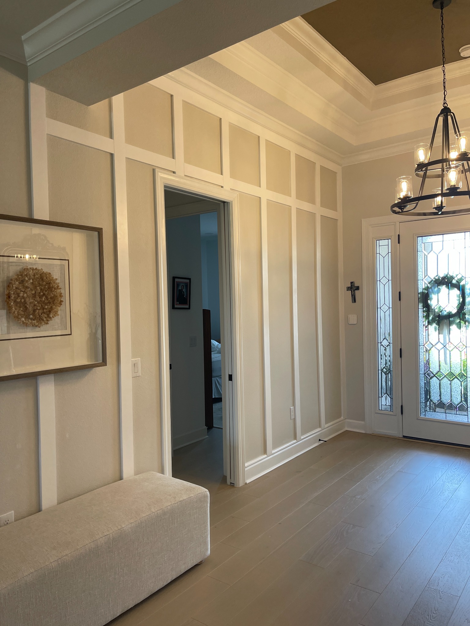 Entry wall trim finished