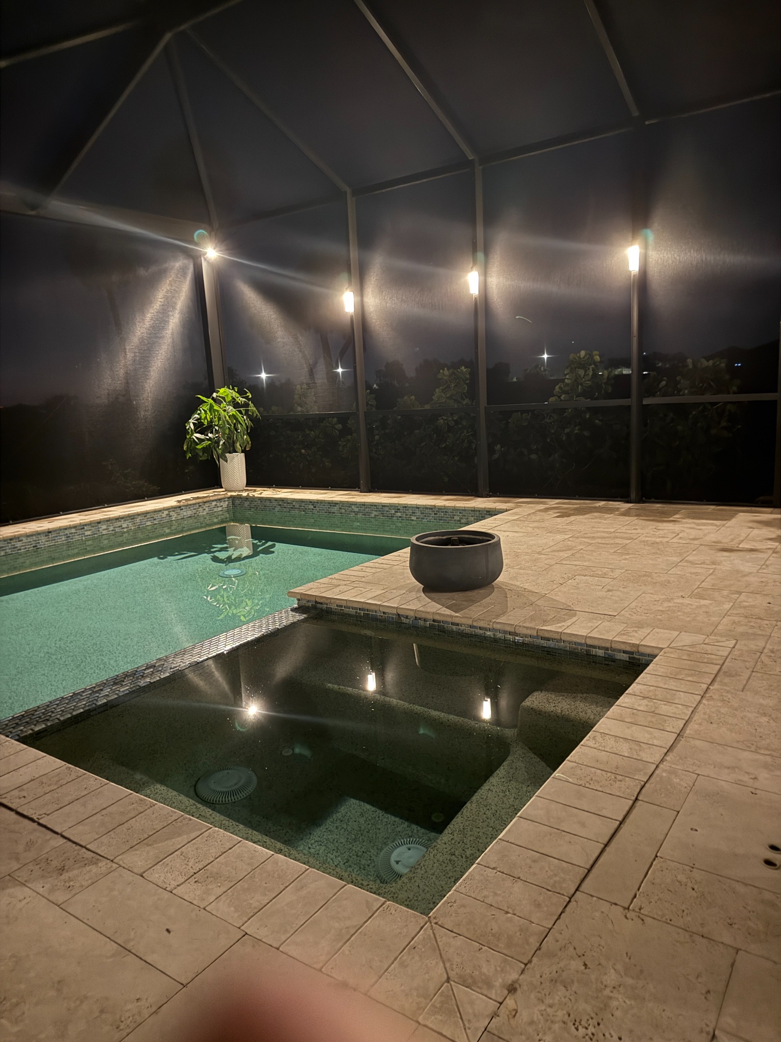 Lanai lighting pool and spa